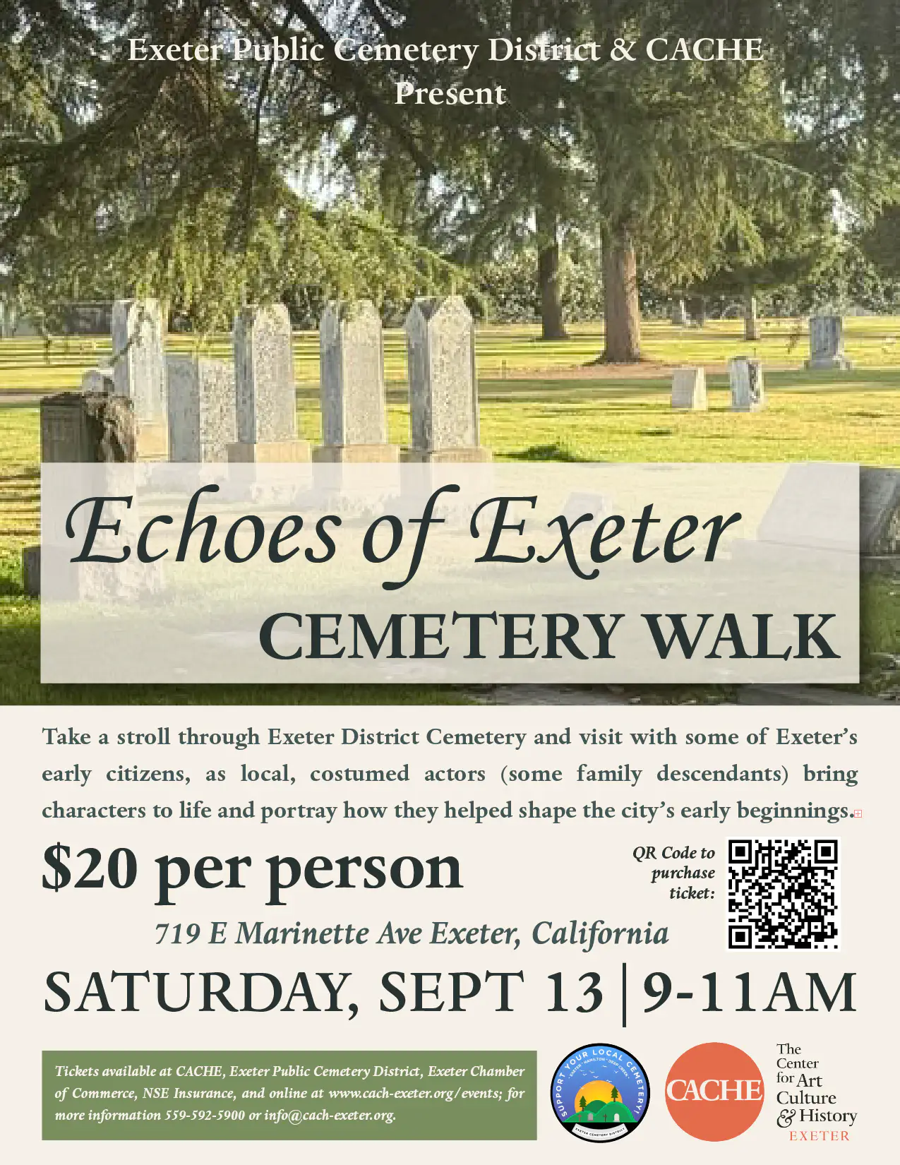 CACHE Partners with Exeter Public Cemetery District for Cemetery Walk