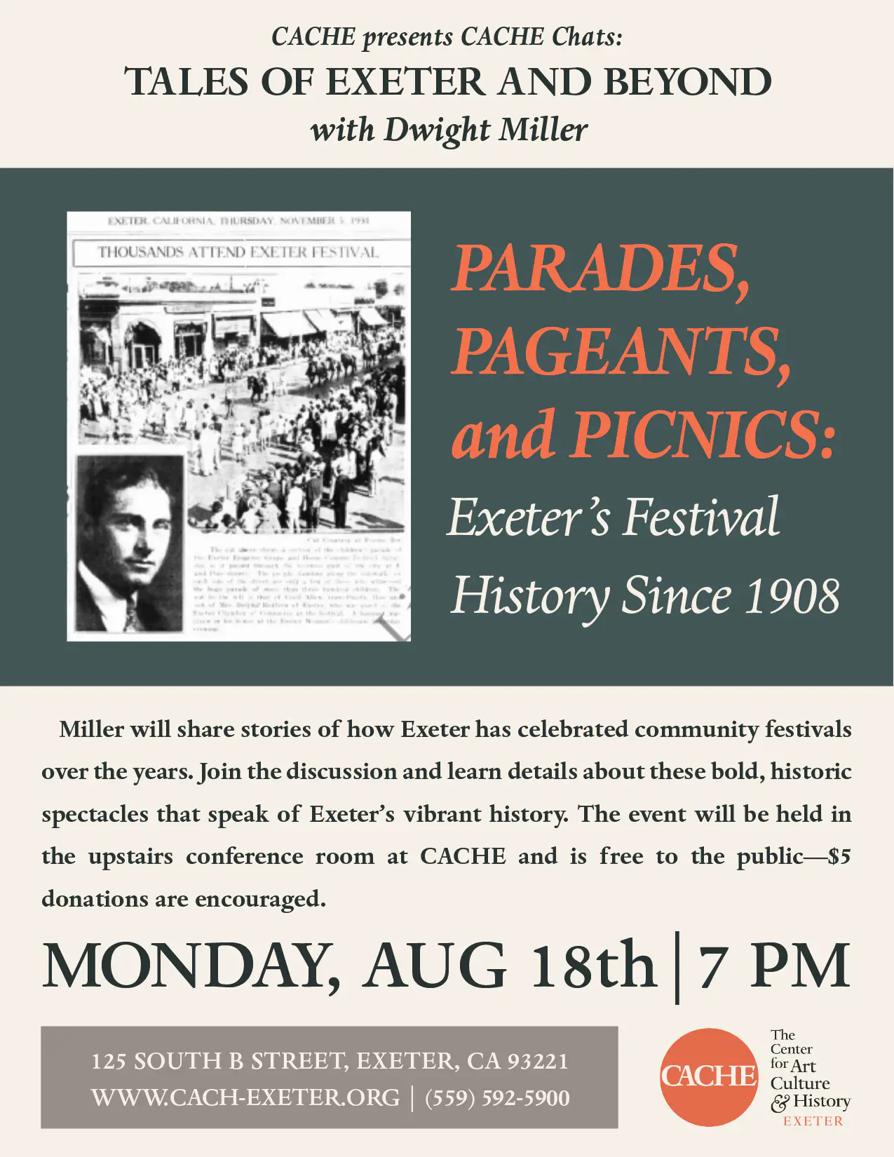 CACHE to Host Discussion on the History of Exeter Festivals